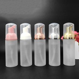 50ml Travel Foamer Bottles Frosted Plastic Foam Bottles with Gold/Silver Pump Hand Wash Soap Mousse Cream Dispenser Bubbling Bottle BPA Ipdf