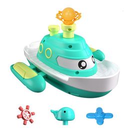 Bath Toys Bathroom toys waterproof floating sensor swimming pool toys with four spray modes children's bathroom toys water jet swimming pool toys 230615