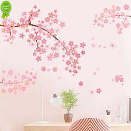 New 2PCS/Pack Plum Flower Petals Wall Stickers Removable Wallpaper Living Bedroom Room Decoration Sticky Paper For Home Decoration