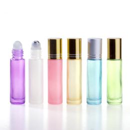 10ml Empty Pearlescent Roll On Bottles Pearl Glass Perfume Essential Oil Bottle With Steel Roller Ball LX7541 Kivdb