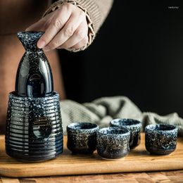 Cups Saucers Japanese-style Wine Set Ceramic Liquor Dispenser Warmer Japanese Sake Retro Style Glass Pot Commercial