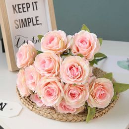 Dried Flowers Simulation Bouquet Sawtooth Roses Home Living Room Dining Table Wedding Decoration Fake Artificial High Quality