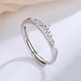 Wedding Rings VENTFILLE 925 Stamp Silver Colour Crown Ring For Women Girl Zircon Romantic Princess Jewellery Engagement Gift Drop