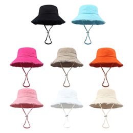 Wide Brim Hats Bucket Hats Solid Colour Bucket Hat Breathable Multi-color Rough Selvedge Design Wide Brim Bucket Hat Summer Fisherman Cap Unisex 230615