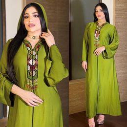 Ethnic Clothing Dubai Abaya Jalabiya Hooded Maxi Dress Long Sleeve Muslim Women Moroccan Kaftan Robe Turkey Islamic Djellaba Femme