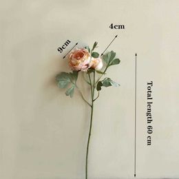 Dried Flowers New big roses pink silk peony fake flower branch home decoration DIY head small wedding background wall