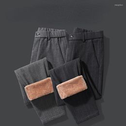 Men's Pants Men Winter Thicken Wool Harem Male Classic Style Warm Oversize Trousers 2023 Casual Stripe Clothing G101