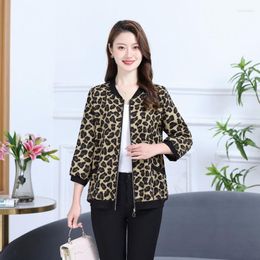 Giacche da donna Estate femminile Stampa leopardata Protezione solare Donna Cappotti sottili larghi Cappotto da donna in chiffon floreale di grandi dimensioni G459