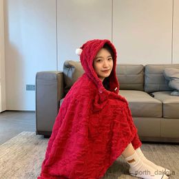 Blanket Solid Colour Hooded Blanket Wearable Machine Washable Blanket Soft Air Conditioning Blanket Travel The Blanket R230616
