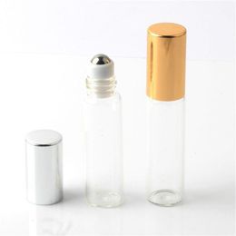 5ml Clear Glass Roll-on Bottle with Metal Roller Ball Glass Perfume Vials Essential Oil Bottle with Black/Gold/Silver Cap Lglvj