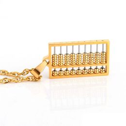 Pendant Necklaces Charm Abacus Necklace 18K Gold Plated Stainless Steel Men Women Lover Couple Jewellery Drop Delivery Pendants Dho8R