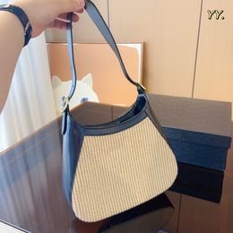 Bohemian style free and unique design beach armpit bag straw patchwork bucket bag personality casual niche single shoulder crossbody bag