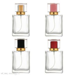 wholesale 50ml Glass Empty Perfume Bottles Spray Atomizer Refillable Cosmetics Container Bottle With 4 Colours Sprayer Cnatk