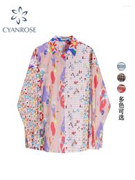 Women's Blouses Graphic Print Shirt Blouse Long Sleeve Casual Vintage Violet Ladies Y2k Korean Style Harajuku Elegant Tops
