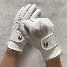 Sports Gloves Golf Ladies Nonslip Leather Breathable wearresistant twohand golf gloves 230615