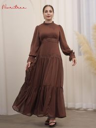 Ethnic Clothing Summer Ramadan Eid Lace Chiffon Muslim Dress Long Abayas Robes Fancy Maxi French Stylish Modesty Islamic Wy1508