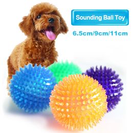 Dog Ball Toys Colourful Squeaky Soft Rubber Pet Puppy Dog Chewing Playing Elastic Hedgehog Ball Toy Small Pet Supplies