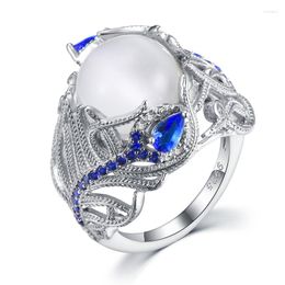 Cluster Rings Unique Design 925 Sterling Silver Ring Opal Woman Charm Jewellery Gift