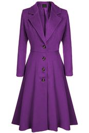 Women' Blend Winter Long Sleeve Pleated Girls Purple Blend Coat Casual Woollen Windbreaker Ladies Tops Oversized Overcoat 3xl 230615