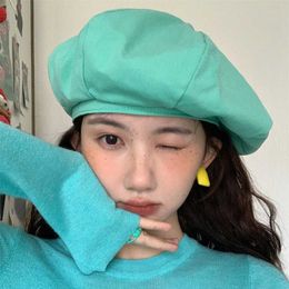 Berets Korean Version Fashion Solid Colour Beret Hat Female Spring and Summer Painter Pumpkin Hat Cloud Hat Goros Caliente Para Mujer Z0613