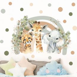 Boho Cartoon African Animal Giraffe Elephant Watercolour Wall Sticker Vinyl Baby Nursery Art Decals for Kids Room Home Decor