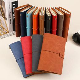 A6 Nostalgia Retro Business Faux Leather Notebook Office Meeting Memo Strap Notebook Portable Diary Book