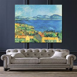 Landscape Canvas Art The Bay of Marseilles View from L Estaque Paul Cezanne Handcrafted Oil Painting Unique Style for Entryway