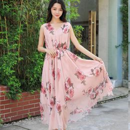 Ethnic Clothing 2023 V-Neck Boho Flying Dress For Wedding Guest Bridesmaids Maternity Poshoot Plus Size Seaside Holiday Floral Chiffon Robes