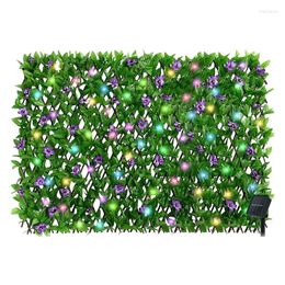 Decorative Flowers Expandable Fence Privacy Wall With LED Lights For Balcony Artificial Faux Ivy Screen Greenery Backdrop Realistic