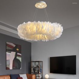 Chandeliers Nordic Yellow Chandelier Art Design Feather Lamp For Bedroom Staircase Restaurant Baby Room Decoration Kids