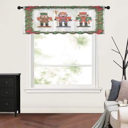 Curtain Nutcracker With Leaves Balls And Bows Short Sheer Curtains For Living Room Bedroom Kitchen Tulle Window Treatments