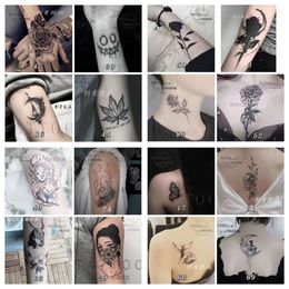 Temporary Tattoos 16piece Mixed Design Tattoo Stickers for Men Women Waterproof Lasting Art Fake Flower Arm Clavicle Chest 230616