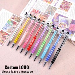 1Pc Personalized Engraving Logo Metal Crystal Ballpoint Pen Capacitance Touch Screen Dual Purpose Pens School Office Supplies