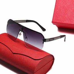 2021 Red fashion sport sunglasses for mens unisex buffalo horn glasses men women rimless sunglass silver gold metal frame Eyewear 240R