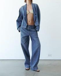 Women's Two Piece Pants ICCLEK 2023 Women's Denim Set Coat Jacket Jeans For Women Summer Suit