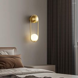 Wall Lamp 2023 Solid Copper Brass Gold Black Frosted Glass Modern El Bedroom Living Room Decoration Godd Quality Luxury Light