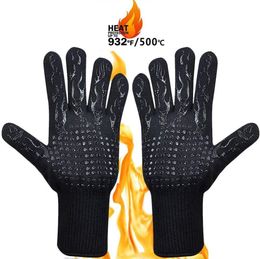 Oven Mitts BBQ Gloves High Temperature Resistance 500 800 Degrees Fireproof Barbecue Heat Insulation Microwave 230616