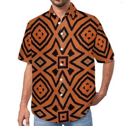 Men's Casual Shirts Geo Print Blouses Male African Geometric Hawaiian Short Sleeve Design Vintage Oversize Vacation Shirt Gift