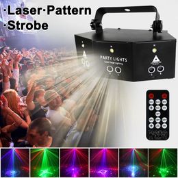 9 Eyes LED Laser Projector RBG Fiesta Light DJ Disco Stage Lamp DMX 512 Controller Music Sync Colorful Effect for Home Party Bar