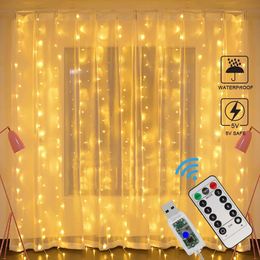 Curtain Garland for Room Year's Wedding Christmas Lights Decorations Curtains For Home Festoon Led Light Decor Fairy 230615