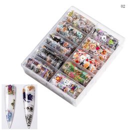 2020 Christmas Decorations for Nails Mix Colourful Transfer Nail Foil Sticker Snow Flower Elk Gift Santa Paper