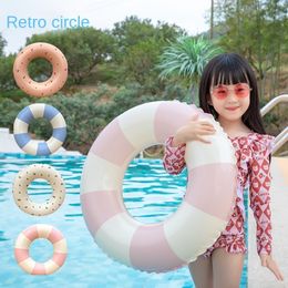 Air Inflation Toy Children Summer Stripe Inflatable Swimming Ring Toy Outdoor Swimming Pool Play Water Swimming Ring Kids Beach Toy Gifts 230616