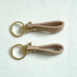 Keychains Handmade Genuine Leather Make Keychain Copper Buckle Holder Key Ring Fashion Brass Car Men Womenkey Chain Jewellery Gifts