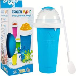 1pc, Magic Quick Freeze Smoothie Cup, Slushy Maker Cup, Cooling Cup, TIK TOK Quick Frozen Magic Cup, Ice Cream Machines Double Layer Squeeze Cup, Summer Essential