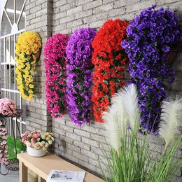 Decorative Flowers 1pcs Violet Artificial Flower Party Decoration Simulation Valentine's Day Wedding Wall Hanging Basket Orchid Fake