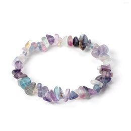 Link Bracelets 12pcs Irregular Natural Fluorite Gem Stone Bracelet Chip Beads Nuggets Crystal Quartz Bangles For Women