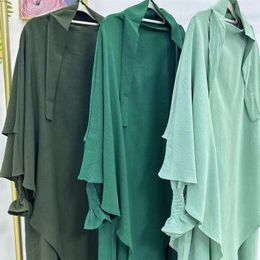 Ethnic Clothing Ramadan Jilbab 2 Piece Set Muslim Women Crepe Prayer Garment Fall Sleeves Abaya Match Khimar Long Hijab Islam Niqab