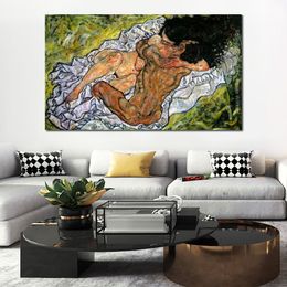 Modern Abstract Canvas Art The Embrace The Loving Egon Schiele Handmade Oil Painting Contemporary Wall Decor