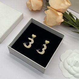 Luxury Letter Heart Shape with Diamond Pearl Earrings for Women European and American Entry Lux Internet Celebrity Socialite Style Silver Stud Earrings