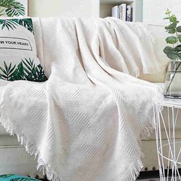 Blanket New Pure Colour Cotton Bedding Office Sofa Knitted Blanket With For Bed Aeroplane Travel Blanket R230616